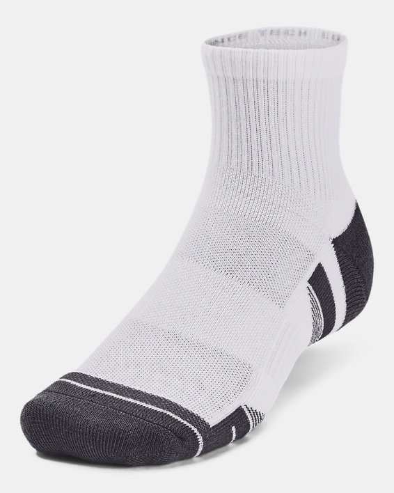 Unisex UA Performance Tech 3-Pack Quarter Socks, White, pdpMainDesktop image number 1